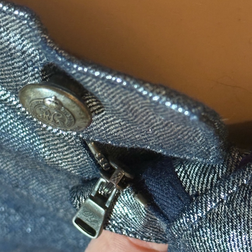 Ralph Lauren Purple Label Silver Metallic Coated Boot Cut Mid-Rise Jeans Size 26 - Picture 11 of 12